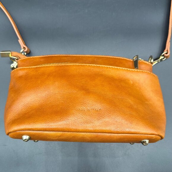 Italian Leather Purse Divina Firenze Carmel Brown Crossbody Shoulder Bag Italy - Picture 4 of 16